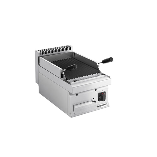Laavakivigrilli (kaasu) - 7 kW - syvyys 700 mm - grilliritilä säädettävä - pöytämalli