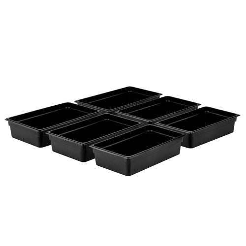 (6 pcs) Polycarbonate Container GN 1/1 - Black - 19.5L - Depth: 150mm