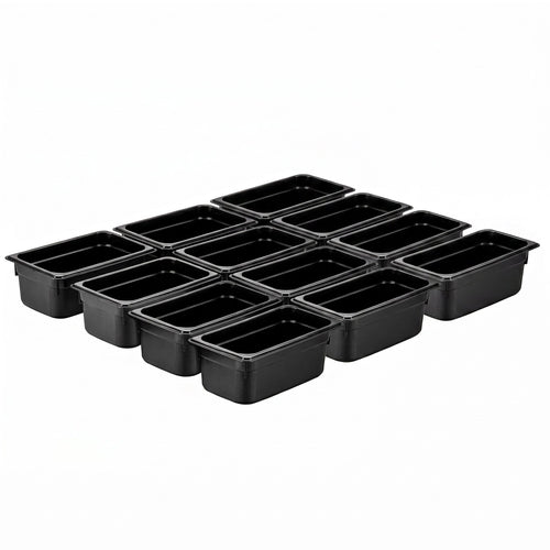 (12 kpl) Polykarbonaatti GN‑astia GN 1/4 - musta - 2,5 l - 100 mm