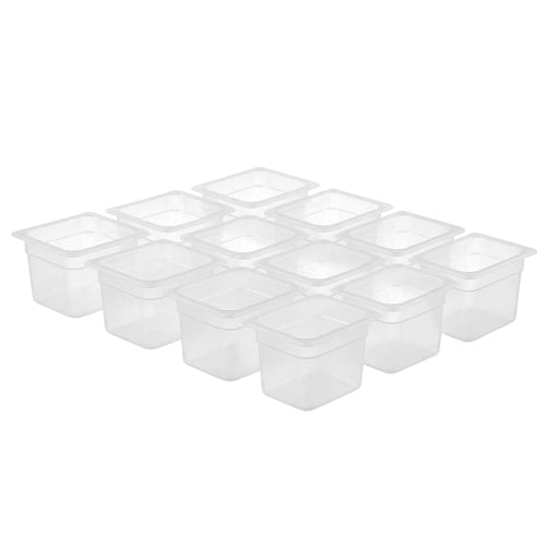 (12 pcs) Polypropylene Container - GN 1/6 - Translucent - 1.5 L - Height: 100 mm