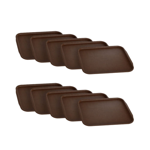 (10 kpl) Tarjotin - ABS-muovi - 360x270 mm - Korkeus: 20 mm - Ruskea - Liukumaton pinta