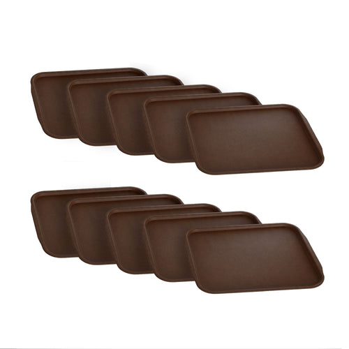 (10 kpl) Tarjotin - ABS-muovi - 440x320 mm - Korkeus: 20 mm - Ruskea - Liukumaton pinta
