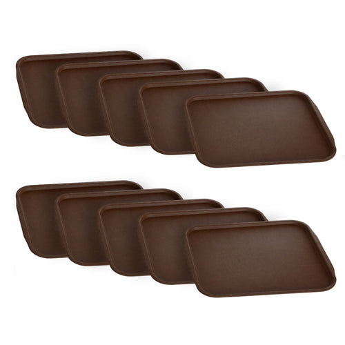 (10 kpl) Tarjotin - ABS-muovi - 360x460 mm - Korkeus: 20 mm - Ruskea - Liukumaton pinta