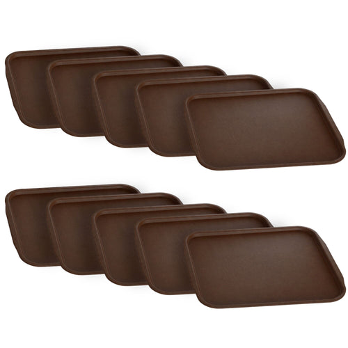 (10 kpl) Tarjotin - ABS-muovi - 370x530 mm - Korkeus: 20 mm - Ruskea - Liukumaton pinta