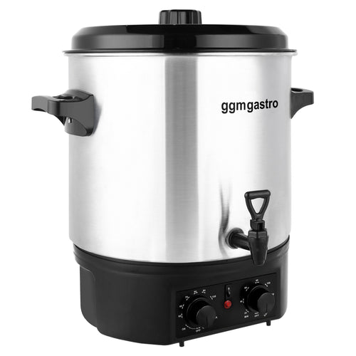 Catering Water Boiler & Mulled Wine Urn - 27L - 2kW - Adjustable Thermostat 30–110°C - Stainless Steel - with Dispensing Tap & Digital Timer - for Tea, Coffee & Mulled Wine