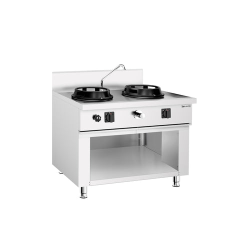 Wok-liesi - kaasu - 30 kW - 2 poltinta - sisältää 1 vesihana