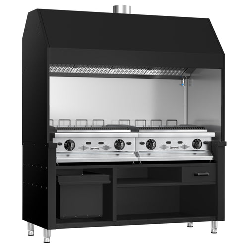 Kaasugrilli BERLIN - 28 kW - 1760 mm - Valurautaritilä - musta