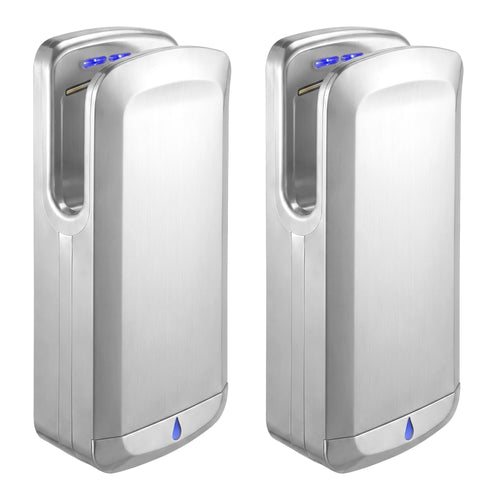 (2 pcs) Hand Dryer with Sensor & UV Light - Matt Black Stainless Steel