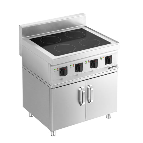 Induktiokeittotaso - 14 kW - 4 keittolevyä - sis. 2 ovella varustetun alusrakenteen.