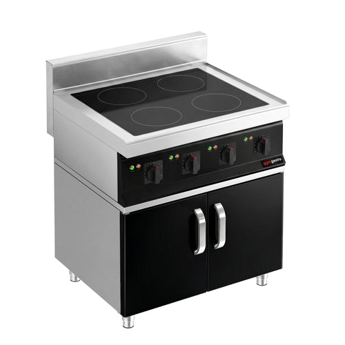 Induktiokeittotaso - 14 kW - 4 keittolevyä - sis. 2 ovella varustetun alusrakenteen.