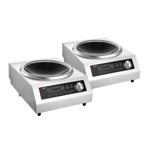 (2 kpl) Induktiowokki - 3,5 kW - 1 keittoaluetta - Ø 460 mm - sisältää wokkipannun