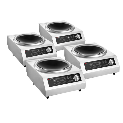 (4 kpl) Induktiowokki - 3,5 kW - 1 keittoaluetta - Ø 460 mm - sisältää wokkipannun