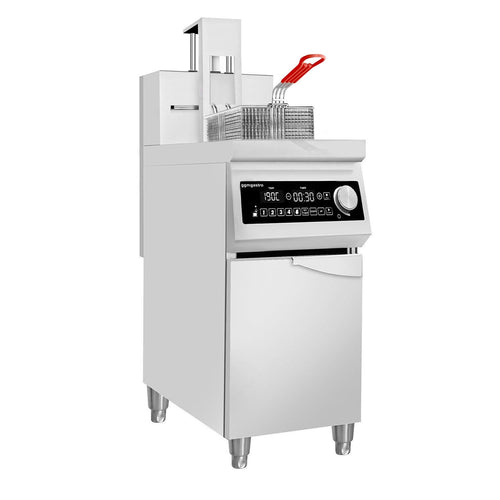Induktiorasvakeitin - 30 l - 10,0 kW - automaattisella korinkohotuksella - digitaalinen ohjaus - 400 V