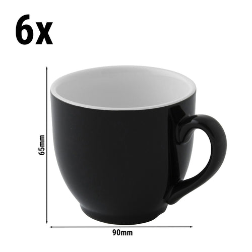 (6 kpl) Colors - Kahvikuppi - 140 ml - Musta