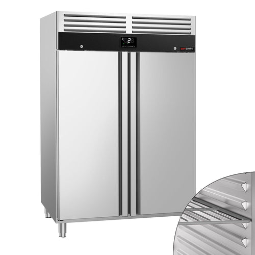 Commercial Upright Fridge Stainless steel PREMIUM - GN 2/1 - 1200L - with 2 doors