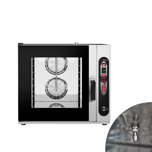Yhdistelmäuuni - Digitaalinen ohjaus - 2,4″ LCD-näyttö - 6x GN 2/1 tai 12x GN 1/1 - sis. pesujärjestelmä & lämpötila-anturi