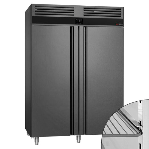 RST-kylmäkaappi PREMIUM - GN 2/1 - 1400 mm - 1400 l - +2…+8 °C - mitat 2 ovea - kiertoilmajäähdytys, automaattinen sulatus, R290, sisävalo