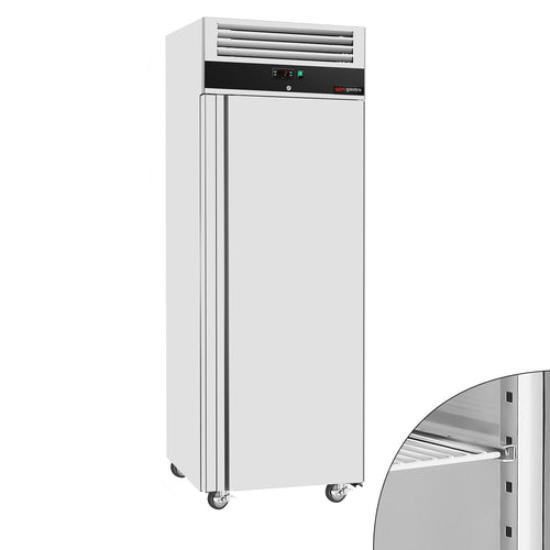 Commercial Upright Fridge Stainless steel ECO - 400L - with 1 door - On castors - Lockable