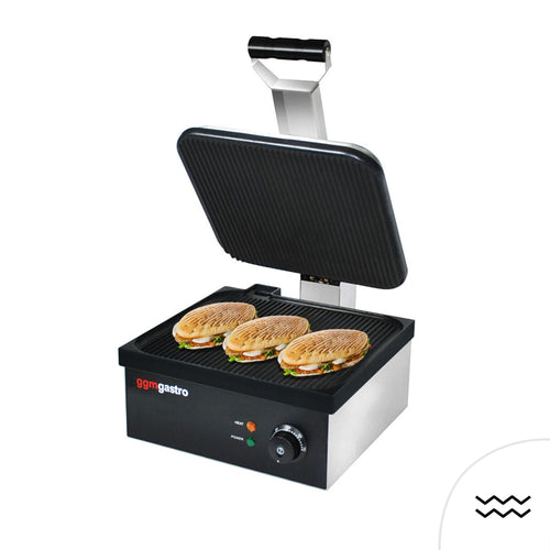 Kontaktigrilli / paninigrilli - 2,2 kW - levyt: ylä- ja alalevy uritettu - Paistoala: 350x330 mm