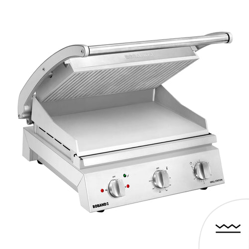 ROBAND | Kontaktigrilli / paninigrilli - 2,2 kW - uritettu yläosa & sileä pohja - grillauspinta: 375x275mm