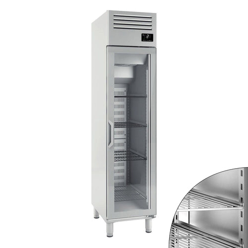RST-kylmäkaappi PREMIUM PLUS - GN 1/1 - 482 mm - 325 l - +2…+6 °C - mitat 1 lasiovi - LED-valaistus, kiertoilmajäähdytys, digitaalinen termostaatti, automaattinen sulatus, R290, lukittava