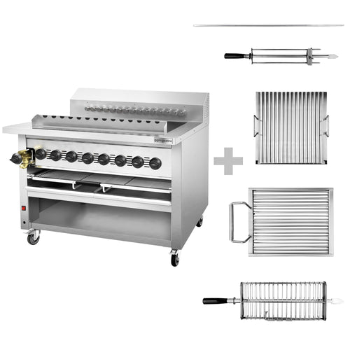 Varrasgrilli - 36,20 kW - Adana- ja shish-kebabeille - 15 automaattisesti pyörivää varrasta