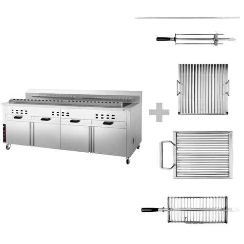 Hiiligrilli - Adana- ja shish-kebabille - 2 000 mm - Ruostumaton teräs