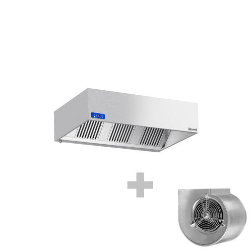 Commercial Wall-Mounted Extractor Hood with Motor – 1800mm – wwith Speed Controller, Baffle Filters & Lighting