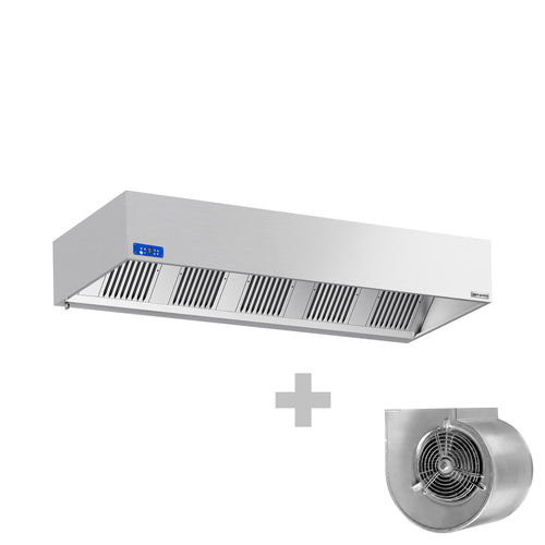 Commercial Wall-Mounted Extractor Hood with Motor – 2800mm – with Speed Controller, Baffle Filters & Lighting