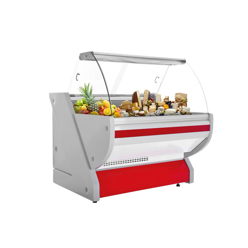 Kylmätiski - 990x1150 mm - 250 l - Väri punainen - etulasi Kaareva - musta graniittitaso