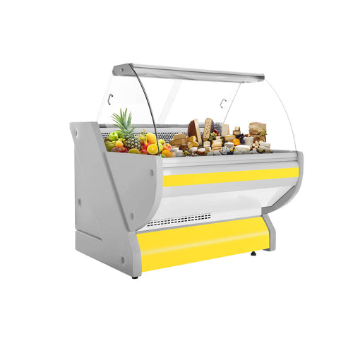 Kylmätiski - 990x1150 mm - 250 l - Väri keltainen - etulasi Kaareva - musta graniittitaso