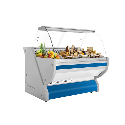Kylmätiski - 1325x1150 mm - 260 l - Väri sininen - etulasi Kaareva - musta graniittitaso