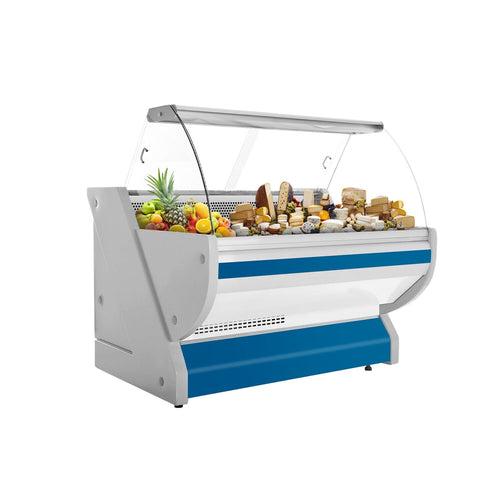 Kylmätiski - 1525x1150 mm - 300 l - sininen - etulasi Kaareva - 2 ovea - 2 hyllyä - musta graniittitaso