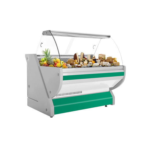 Kylmätiski - 1525x1150 mm - 300 l - Väri vihreä - etulasi Kaareva - musta graniittitaso