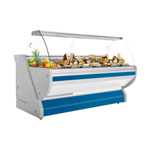 Kylmätiski - 2515x1150 mm - 500 l - sininen - etulasi Kaareva - musta graniittitaso