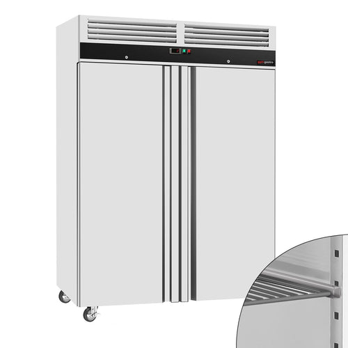RST-kylmäkaappi ECO - 1480 mm - 1200 l - +2…+8 °C - mitat 2 ovea - digitaalinen termostaatti, automaattinen sulatus, kiertoilmajäähdytys, R290, lukittava, 4 pyörää