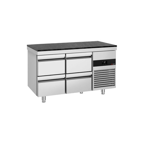 Kylmäpöytä PREMIUM – 1400 x 700 mm – 4 laatikkoa – graniittinen työtaso mukana