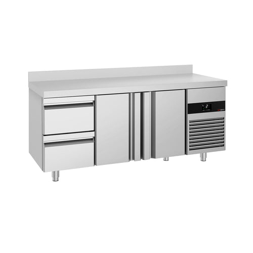 Kylmäpöytä PREMIUM - 1865x700 mm - 474 l - 2 ovea - 2 laatikkoa - Takakoroke