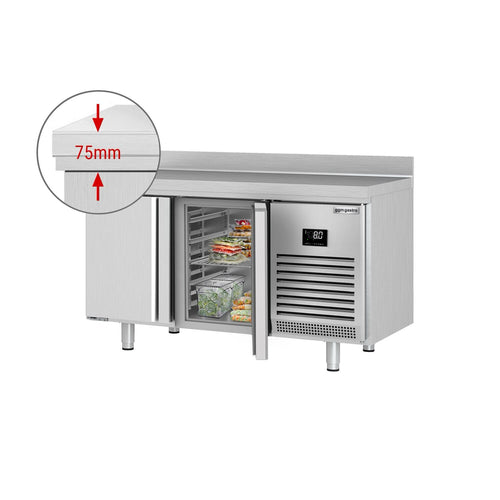Kylmäpöytä PREMIUM PLUS - 1468x600 mm - 250 l - 2 ovea - Takakoroke