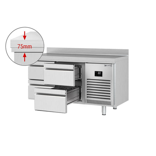 Kylmäpöytä PREMIUM PLUS - 1468x700 mm - 4 laatikkoa - Takakoroke