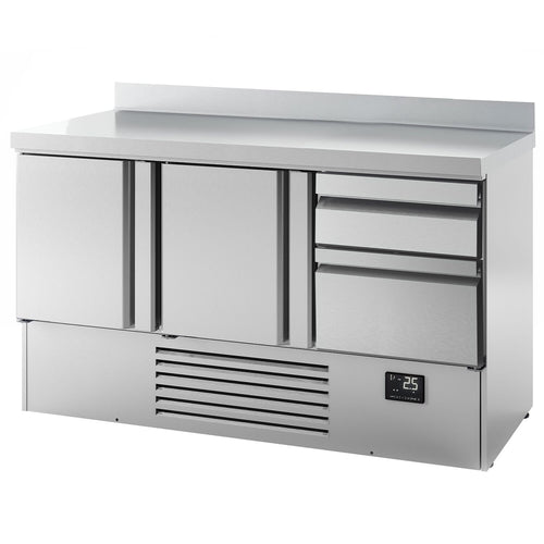Kylmäpöytä PREMIUM PLUS - 1460x700 mm - 355 l - 2 ovea - 2 laatikkoa - Takakoroke