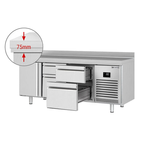 Kylmäpöytä PREMIUM PLUS - 1960x600 mm - 385 l - 1 ovea - 4 laatikkoa - Takakoroke