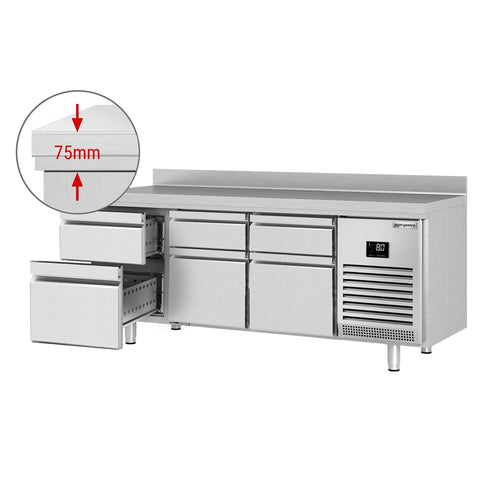 Kylmäpöytä PREMIUM PLUS - 1960x600 mm - 385 l - 6 laatikkoa - Takakoroke