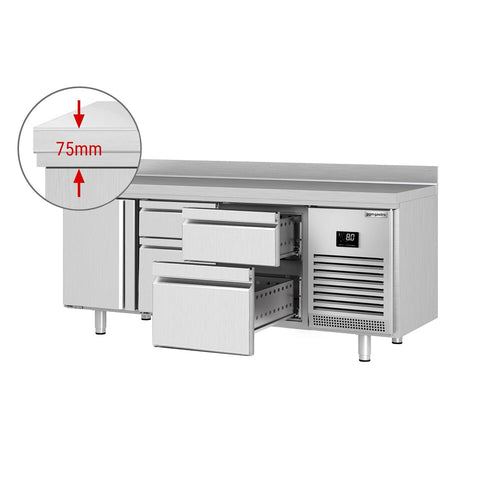 Kylmäpöytä PREMIUM PLUS - 1960x700 mm - 465 l - 1 ovea - 4 laatikkoa - Takakoroke
