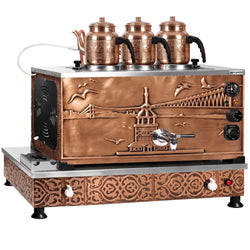 Kaasu- ja sähkökäyttöinen kuparinen teekeitin - 870 mm - 33 l - Istanbul Design