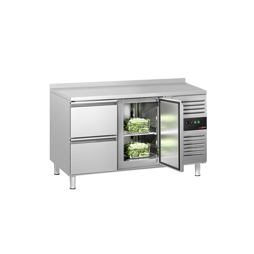 Kylmäpöytä ECO – 1360 x 700 mm – 1 ovi – 2 laatikkoa – reunalista