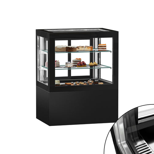 Kakkuvitriini Jakob - 470 l - 1010 mm - kaksinkertainen lasi - liukuovet - musta - 2 hyllyä