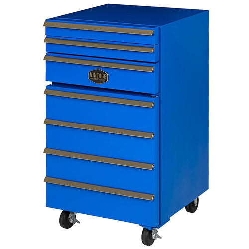 GASTRO-COOL | Upright Fridge Stainless steel “Werkstattwagen” - 50L - with 1 door - On castors - Blue