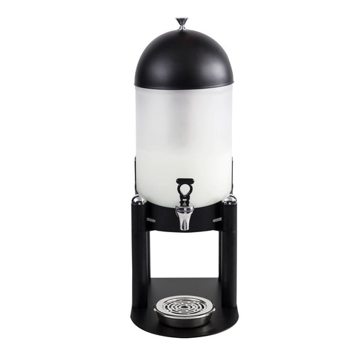 Commercial Juice Dispenser - polycarbonate container with lid on stainless-steel base - 7 Litres - Black