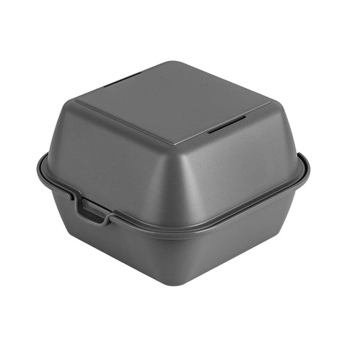 (12 kpl) Uudelleenkäytettävä burgeriboksi - 155x155x126 mm - klipsilukko - harmaa